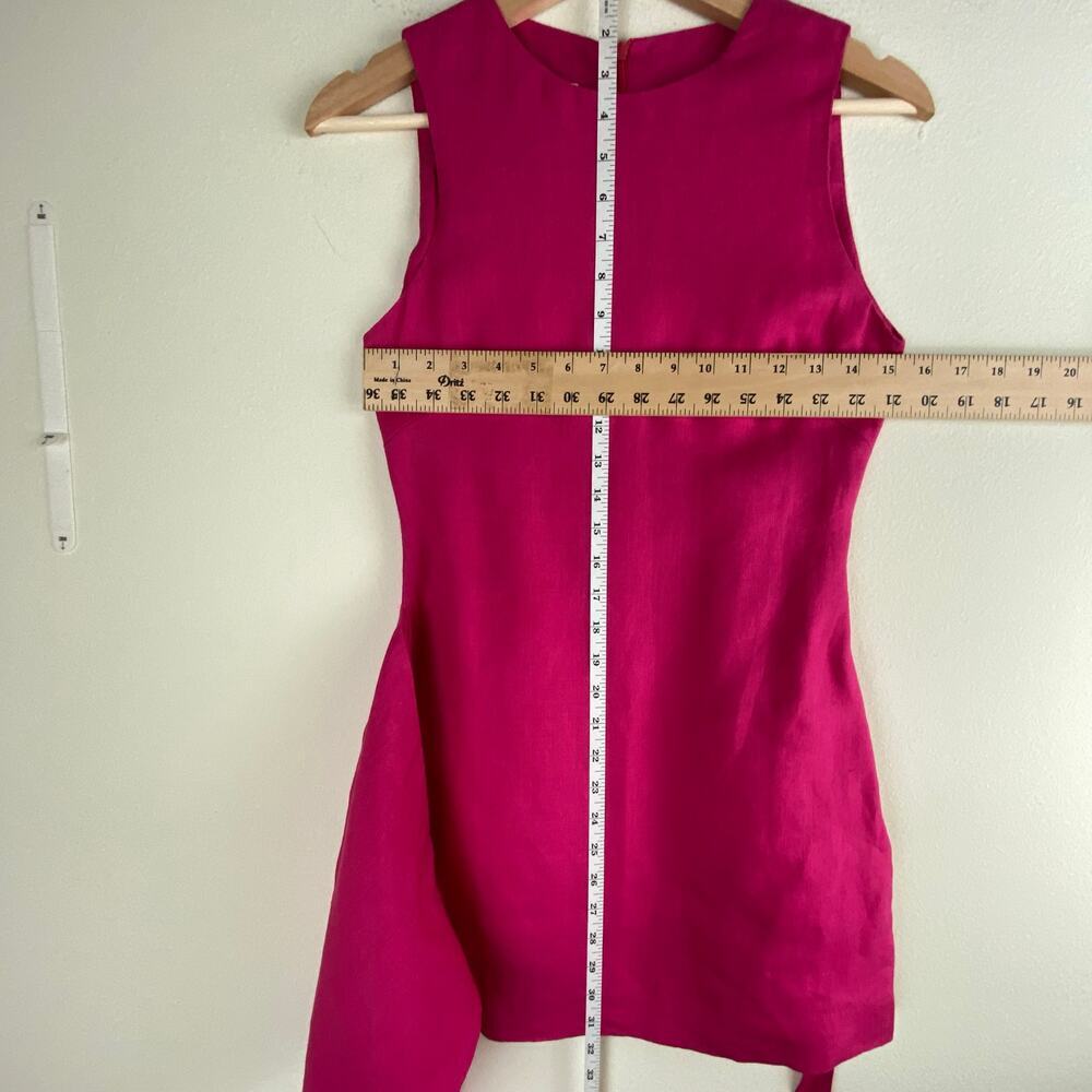 Bondi Born Martinique Linen Mini Dress Fuchsia Pink Wrap XS - Picture 16 of 16